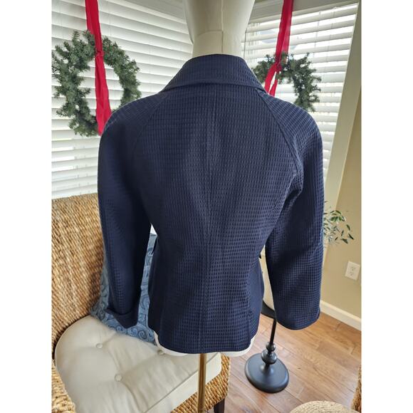 TALBOTS Textured Double Breasted Blazer Women's Size 8 Petite Navy Blue - Picture 3 of 9